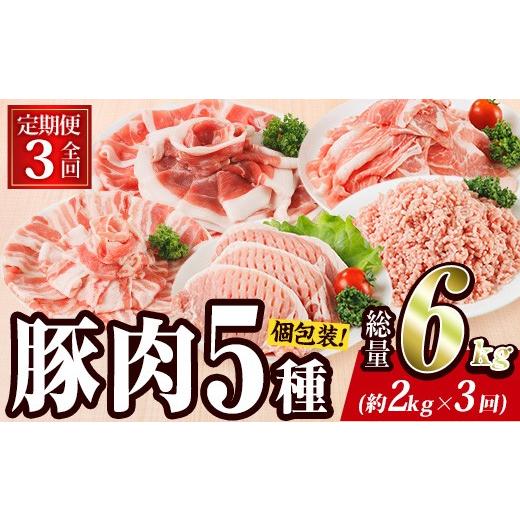 ふるさと納税 豚肉 ロース 大分県 佐伯市 定期便・全3回 (毎月) 豚肉 バラエティーパック (2kg×3回・総量6kg) 豚バラ しゃぶしゃぶ 鍋 とんかつ ロース 小分…