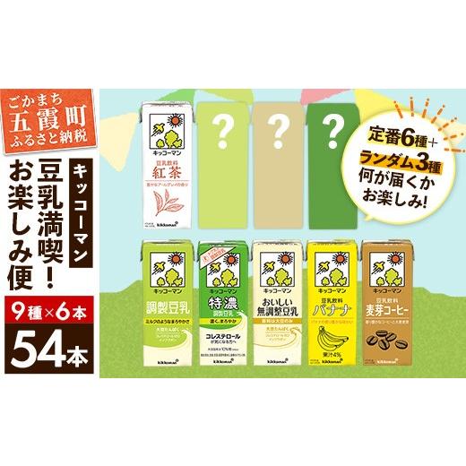 ふるさと納税 飲料類 茨城県 五霞町 合計200ml×54本 キッコーマン 豆乳満喫 お楽しみ便 / 9種 各6本 計54本 詰め合わせ アソート 飲み比べ 豆乳飲料 豆乳 …