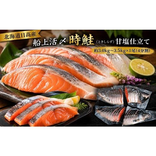 ふるさと納税 魚貝類 鮭 北海道 浦河町 北海道日高産 船上活〆時鮭(ときしらず)甘塩仕立て 約3.0kg〜3.5kg(4分割)