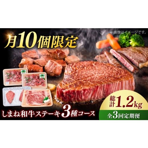 ふるさと納税 牛肉 サーロイン 島根県 雲南市 月10個限定 全3回定期便 しまね和牛 ステーキ3種コース/計1.2kg 毎月違う部位が届く 各400g(シャトーブリアン…