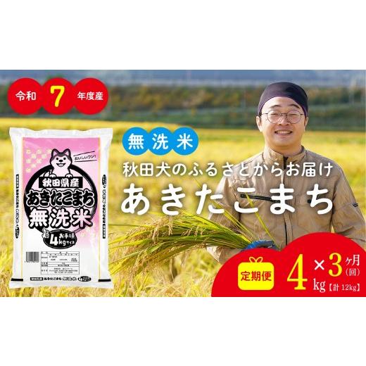 ふるさと納税 米 あきたこまち 秋田県 大館市 定期便3ヶ月 秋田県産あきたこまち(無洗米)4kg / 米 無洗米 4kg 白米 令和7年産 秋田県産 あきたこまち 4kg×…