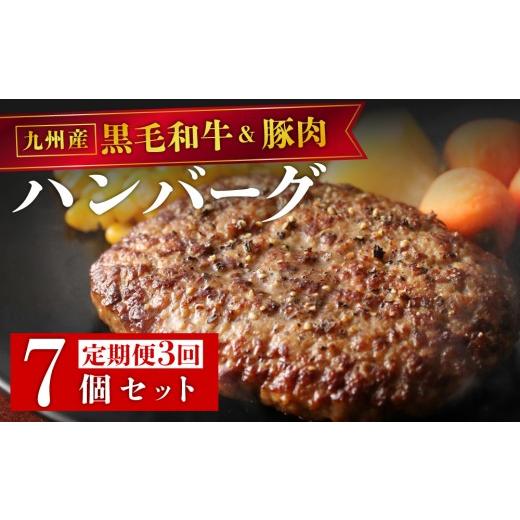 ふるさと納税 肉 ハンバーグ 福岡県 那珂川市 定期便・全3回 九州産黒毛和牛 九州産豚肉 ハンバーグ 7個セット | 国産牛 国産豚 肉汁 ジューシー 九州産 個包…