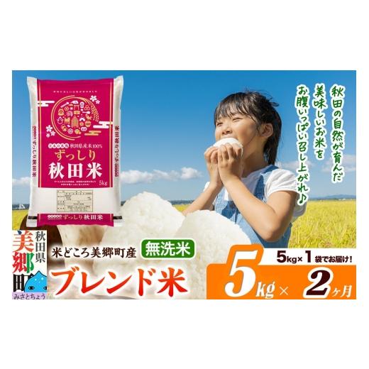 ふるさと納税 米 ブレンド 秋田県 美郷町 米[定期便2ヶ月]ブレンド米 無洗米 精米 5kg(5kg×1袋)秋田県美郷町産 5kg袋 お米 こめ ご飯 ごはん 米どころ 秋…