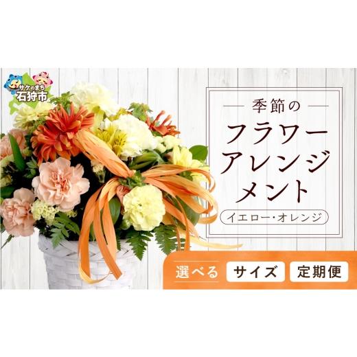 ふるさと納税 雑貨・日用品 花 北海道 石狩市 定期便全3回 季節のフラワーアレンジメントS イエロー・オレンジ S 定期便3回 寄附金額:50,000円