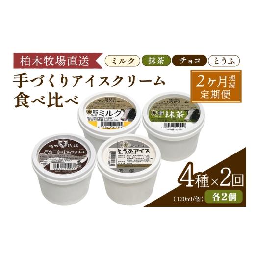 ふるさと納税 菓子 アイス 神奈川県 伊勢原市 定期便/2ヶ月連続 柏木牧場 手づくりアイスクリーム食べ比べ 計16個 (4種 各2個セット×2回・120ml/個)|伊勢…