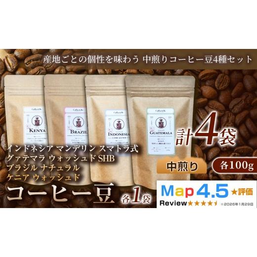 ふるさと納税 コーヒー コーヒー豆 埼玉県 加須市 産地ごとの個性を味わう 中煎りコーヒー豆4種セット (計100g×4袋)×1セット コーヒー豆 エチオピア ジャマ…