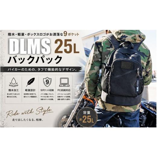 ふるさと納税 カバン リュック 福岡県 篠栗町 DLMS 撥水・軽量・大容量25L ワッペンロゴ バックパック(ブラック/ブラック) WZ018-2 ブラック/ブラック