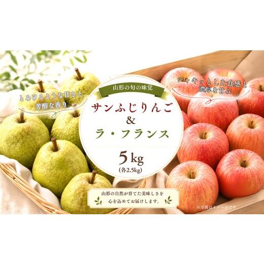 ふるさと納税 りんご 山形県 山形市 山形産 サンふじ・ラ・フランス詰合せ 約5kg 秀品 (各2.5kg) FY26-225