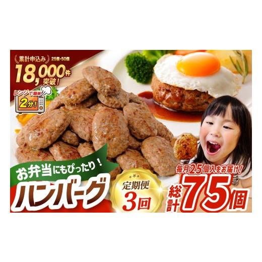 ふるさと納税 肉 ハンバーグ 宮城県 気仙沼市 3回 定期便 レンジで簡単 ハンバーグ 60g 25個 総計 75個 総重量 4.5kg オサベフーズ 宮城県 気仙沼市 20566200 …