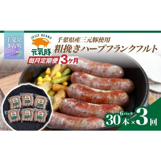 ふるさと納税 肉 ソーセージ 千葉県 多古町 毎月定期便 元気豚 粗挽きハーブフランクフルト 30本セット 1.8kg(60g×30本)全3回 TAKB066 3回