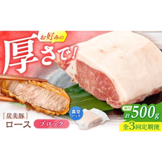 ふるさと納税 豚肉 ロース 長崎県 西海市 3回定期便 西海市産 「炭美豚」 豚ロースブロック500g (500g×1パック) 宮本畜産 豚肉 とんかつ用 豚 便利 ロース…