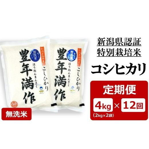 ふるさと納税 無洗米 新潟県 柏崎市 新米先行予約 令和8年産米・12ヶ月定期便 特別栽培米 コシヒカリ 無洗米『豊年満作』 4kg(2kg×2袋)×12回(計 48kg)フ…