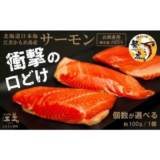 ふるさと納税 魚貝類 サーモン 北海道 江差町 北海道産 サーモン お刺身用ブロック 100g(約100g×1P) 日本海 かもめ島海面養殖 純国産 ブランドサーモン『…