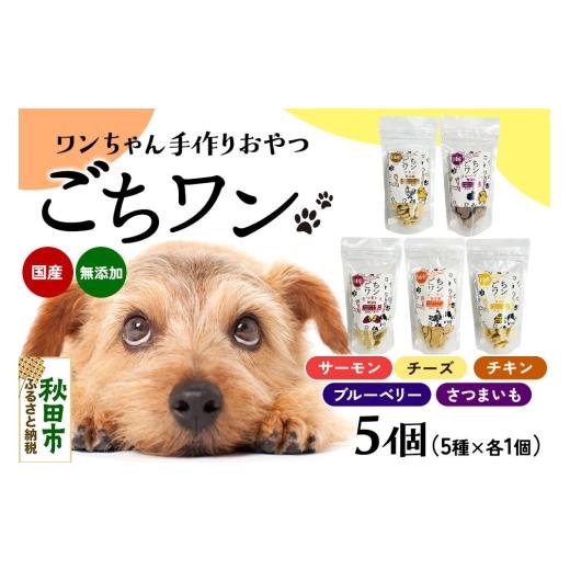 ふるさと納税 雑貨・日用品 秋田県 秋田市 わんちゃん手づくりおやつ「ごちワン」トリーツ5種セット(サーモン/チーズ/ブルーベリー/チキン/さつまいも)…
