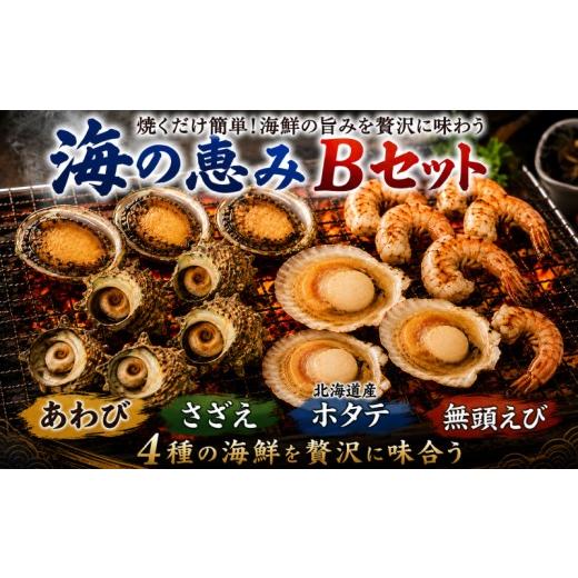 ふるさと納税 魚貝類 ホタテ 山口県 下関市 海の恵みBセット ( さざえ ・ あわび ・ 殻付きホタテ ・ 無頭えび ) 冷凍 海鮮 魚介 貝 活さざえ 活あわび ほた…