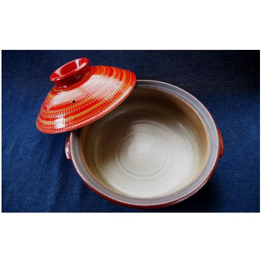 ふるさと納税 陶磁器・漆器・ガラス 福岡県 東峰村 H41-S 小石原焼紅飛鉋土鍋3人〜4人用(Mサイズ)直径約26cm