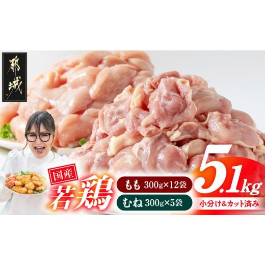 ふるさと納税 鶏肉 モモ 宮崎県 都城市 国産若鶏5.1kgセット 小分けパック カット済み (もも300g×12P・むね300g×5P)_18-33-007-M5100g_(都城市) もも むね …