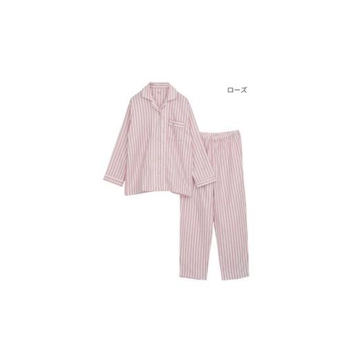 ふるさと納税 服 女 兵庫県 西脇市 快眠ラボ 雲ごこちガーゼ 甘撚り3重ガーゼ ローズ/LLサイズ 播州織使用 レディース ストライプ パジャマ 47-21 ローズ …