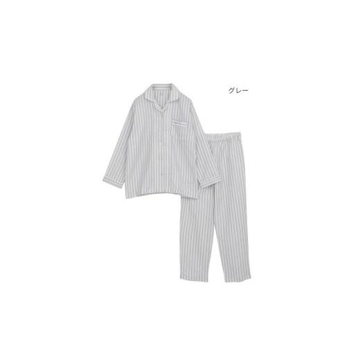 ふるさと納税 服 女 兵庫県 西脇市 快眠ラボ 雲ごこちガーゼ 甘撚り3重ガーゼ グレー/LLサイズ 播州織使用 レディース ストライプ パジャマ 47-21 グレー …