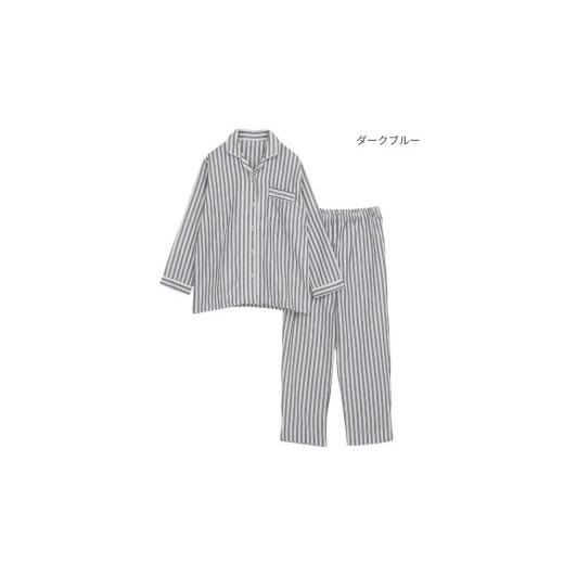 ふるさと納税 服 男 兵庫県 西脇市 快眠ラボ 雲ごこちガーゼ 甘撚り3重ガーゼ ダークブルー/Lサイズ 播州織使用 メンズ ストライプ パジャマ 47-22 ダー…