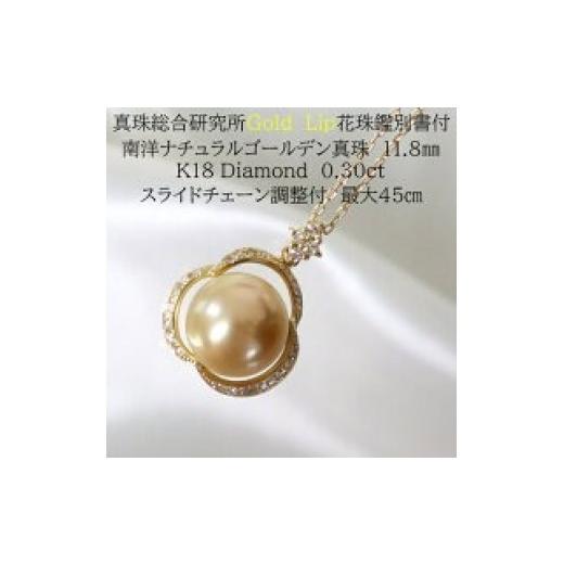 ふるさと納税 アクセサリー ネックレス 三重県 伊勢市 1553 真珠総合研究所GoldLip花珠鑑別書付 K18 南洋ナチュラルゴールデン真珠 11.8mm ダイヤモンド0…