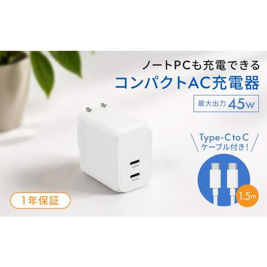ふるさと納税 電化製品 神奈川県 海老名市 充電器 タイプC Type-C 2台充電 ケーブル付属 タイプC 最大PD45W出力 GaN採用 高速充電 携帯充電器 Cタイプ 1年保…
