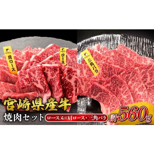 ふるさと納税 牛肉 焼肉・バーベキュー 宮崎県 えびの市 2026年10月発送 宮崎県産 黒牛 焼肉 赤身 牛肉 焼肉セット ロース 肩ロース 三角バラ 2点盛り 560g(2…