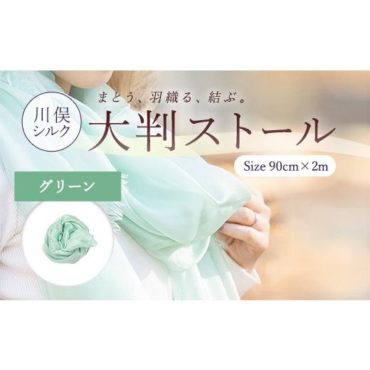 ふるさと納税 小物 ストール・マフラー 福島県 川俣町 大判ストール (グリーン) FAF-0275 グリーン