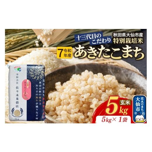 ふるさと納税 玄米 秋田県 大仙市 米 あきたこまち 玄米 5kg(5kg×1袋)十三代目のこだわり 特別栽培米 令和7年産 お米 こめ 玄米 特別栽培米 あきたこまち …