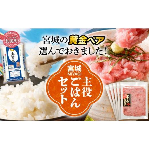 ふるさと納税 マグロ 宮城県 加美町 宮城主役ごはんセットB まぐろたたき (80g×5)× 金芽米 (5kg) | kami-w-sk-b 国産 マグロのたたき 冷蔵 無洗米 米 ひ…