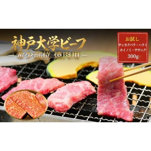 ふるさと納税 牛肉 兵庫県 加西市 神戸牛 神戸大学ビーフ 希少部位 焼肉用 お試し 300g サンカクバラ カイノミ ササニク ハラミ 神戸ビーフ 牛肉 お肉 肉 焼き…