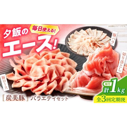 ふるさと納税 豚肉 セット 長崎県 西海市 3回定期便 西海市産 「炭美豚」 豚肉詰め合わせ バラエティセット 計1kg (3種) 宮本畜産 豚肉 セット 豚 便利 し…