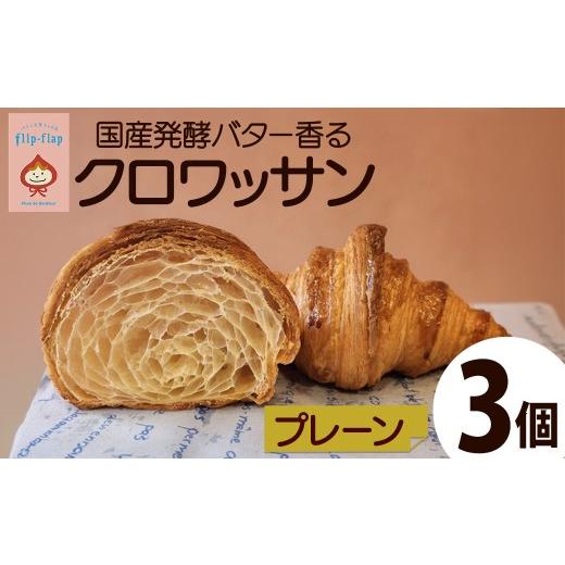 ふるさと納税 パン 京都府 福知山市 国産発酵バター香る クロワッサン(プレーン/3個) fc-TT001-A パンとお菓子のお店 flip flap プレーン×3個