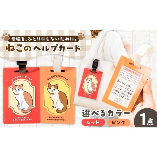 ふるさと納税 雑貨・日用品 岐阜県 岐阜市 ヘルプカード (ねこ) カラー:ピンク ヘルプタグ ペットタグ ペット タグ 岐阜市 / nancoco