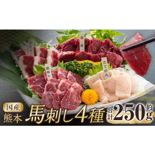 ふるさと納税 馬肉 熊本県 相良村 国産熊本馬刺し 4種 ( 赤身、 霜降り、 ふたえご、 たてがみ ) 計約250g 馬刺し 馬刺 馬肉 馬 お肉 肉 ニク にく 刺身 食…