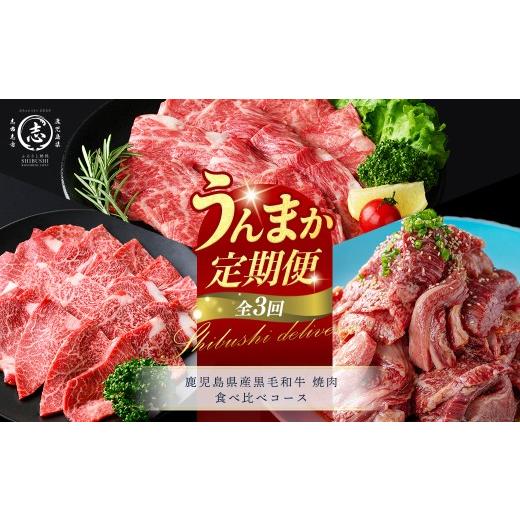 ふるさと納税 牛肉 焼肉・バーベキュー 鹿児島県 志布志市 定期便全3回 鹿児島県産黒毛和牛 焼肉 食べ比べコース 志布志うんまか定期便 牛肉 赤身 ウデ 肩ロ…