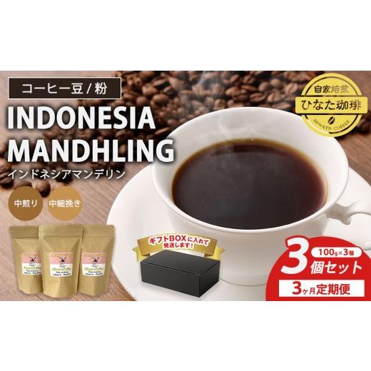 ふるさと納税 コーヒー コーヒー豆 愛知県 幸田町 豆 3カ月定期便 コーヒー 豆 粉(インドネシア マンデリン 中煎り 中細挽き)100g × 3個セット | ミディア…