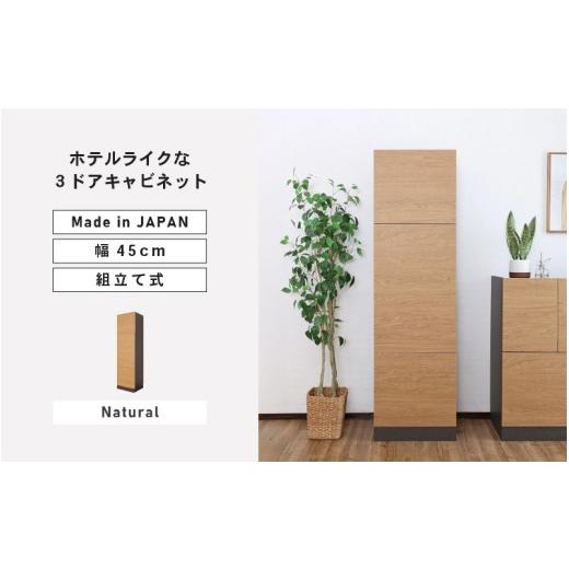 ふるさと納税 家具 収納家具 福井県 坂井市 幅45cm ホテルライクな3ドアキャビネット ZE-1645T ナチュラル 日本製 寄付者様組み立て品 キャビネット 縦型 リビ…