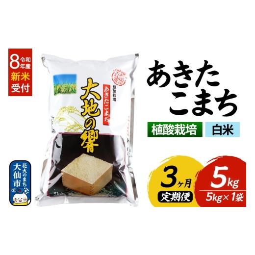 ふるさと納税 米 あきたこまち 秋田県 大仙市 令和8年産 新米受付 [定期便3ヶ月]米 植酸栽培 あきたこまち「大地の響」5kg(5kg×1袋) 白米 精米 秋山商店…