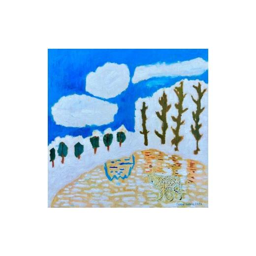 ふるさと納税 民芸品・工芸品 東京都 東大和市 「雪解けの広場」 絵画 小サイズ 33.0cm×33.0cm HAS001-7 雪解けの広場