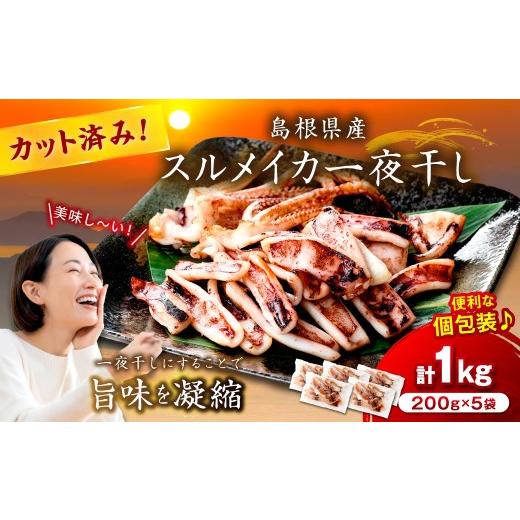 ふるさと納税 イカ 島根県 浜田市 島根県産スルメイカ一夜干しカット済 計1kg(小分け200gx5袋) 小分け 干物 一夜干し イカ 魚介類 スルメイカ 005_0146