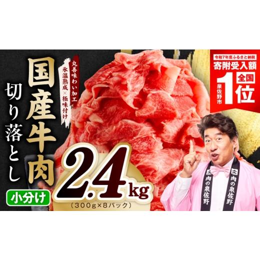 ふるさと納税 牛肉 大阪府 泉佐野市 期間限定 国産牛 切り落とし 2.4kg 小分け 300g×8P 氷温熟成×極味付け 国産 牛肉 訳あり サイズ不揃い カレー 牛丼 野…