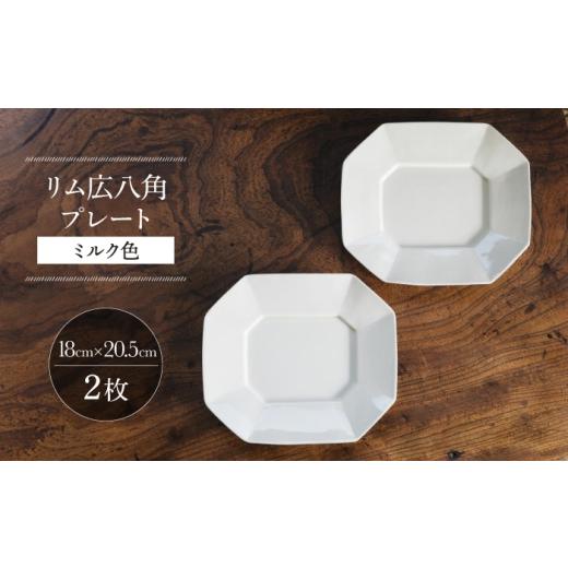 ふるさと納税 食器・グラス セット 長崎県 波佐見町 波佐見焼 リム広八角プレート ミルク色 2枚セット イロドリ