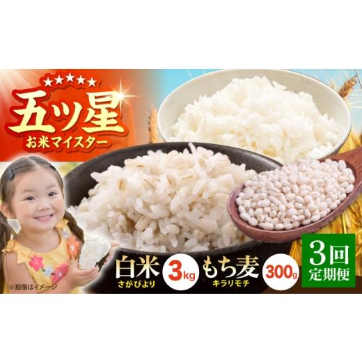 ふるさと納税 米 さがびより 佐賀県 江北町 全3回定期便 白米・もち麦セット( さがびより3kg ・ キラリモチ 300g ) 大塚米穀店 麦 もち麦 米 精米