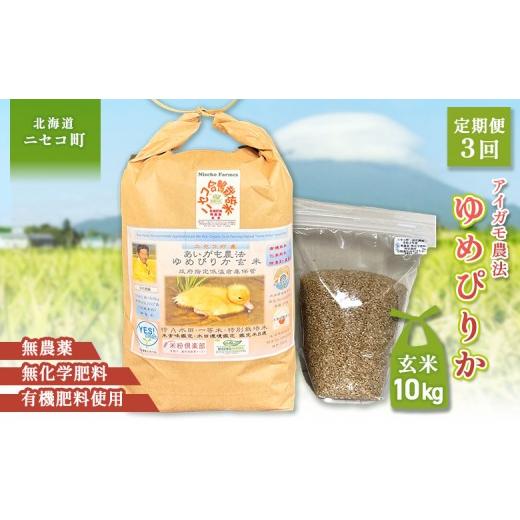ふるさと納税 玄米 北海道 ニセコ町 《数量限定受付 令和7年産米》 3回定期便 合鴨農法ゆめぴりか 玄米 有機肥料／無農薬・無化学肥料・備蓄用 令和7年度米　1… | 