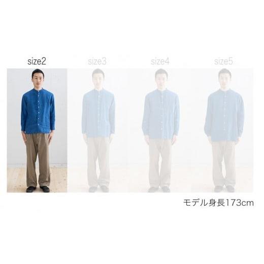 ふるさと納税 服 福岡県 大木町 リネンシャツ ユニセックス 手染め リネン 切替シャツ サイズ2 INDIGO （藍染） シャツ 天然染料 AO023 サイズ2_7