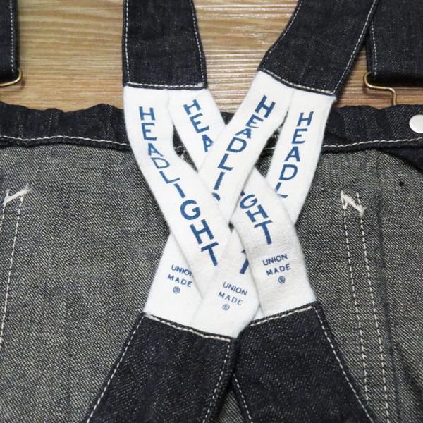 【売切れ】ヘッドライト　HEADLIGHT　実名復刻　9.5oz SPECIAL WEAVE DENIM SUSPENDER BACK  OVERALLS　オーバーオール【HD42255】ワンウォッシュ｜furutaka｜06