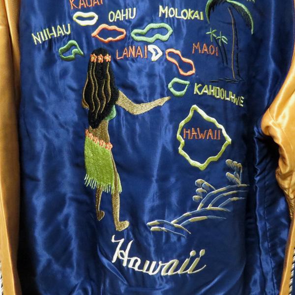 2026年春夏新作！　テーラー東洋　スカジャン　TAILOR TOYO　アセテートスカ　HAWAII MAP×DRAGON&TIGER【TT15877】ネイビーの画像