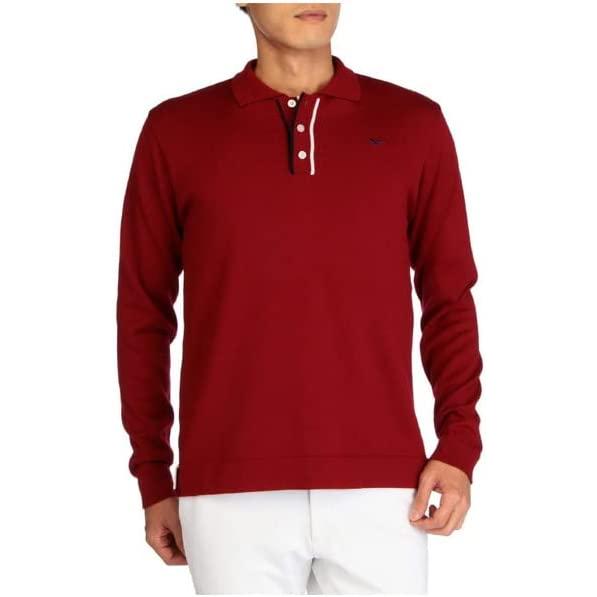 32070ミズノメンズ長袖ポロシャツ赤サイズM