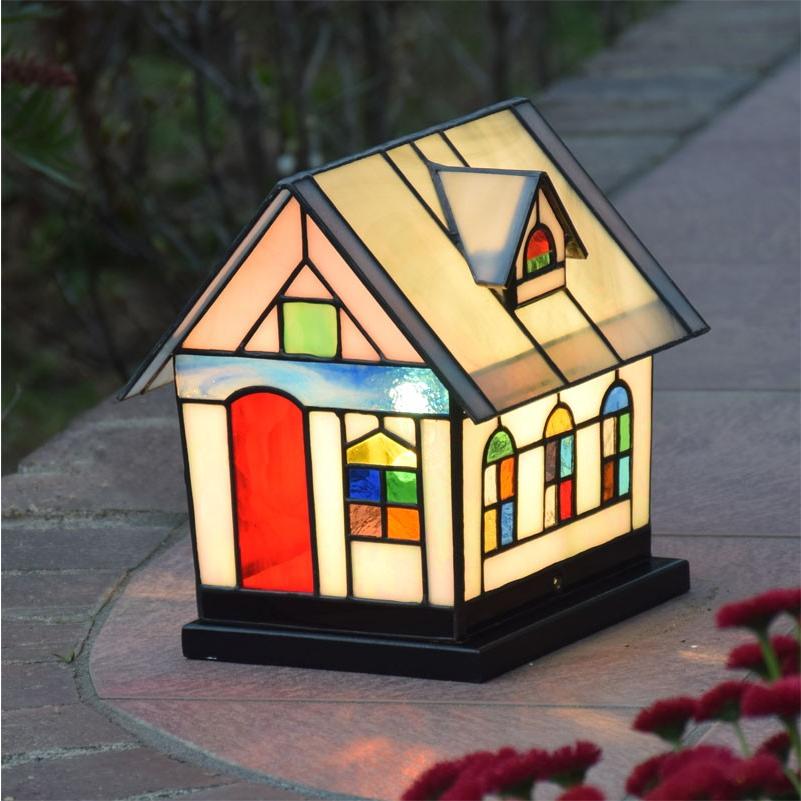 ガーデンライト ハウスWR 屋外用 防雨タイプ ステンドグラス ガーデンランプ 庭園灯 外灯 屋外照明 LED対応 洋風 和風 ガーデン照明